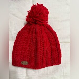 Red CC beanie with Pom Pom